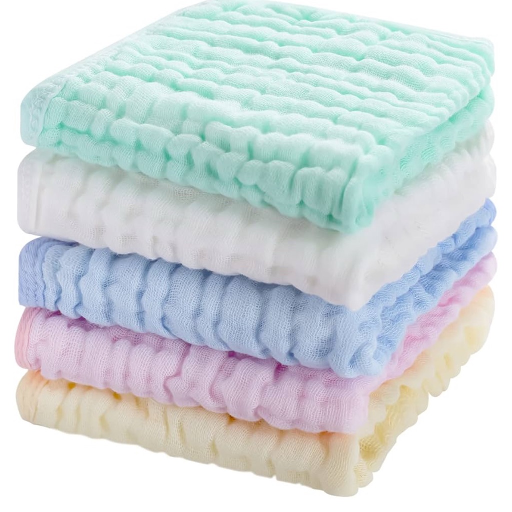 Brand New Set Of 5 Soft Muslin Washcloths